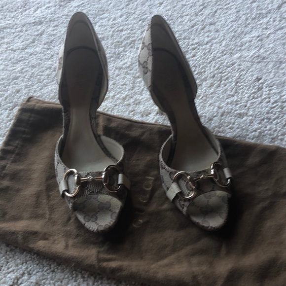 Gucci Shoes - Gucci Logo Stiletto Heels Open Toed
